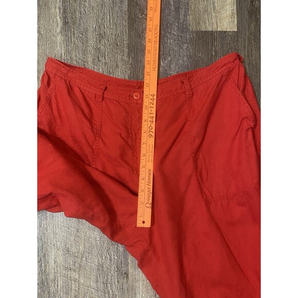 Lauren Ralph Lauren Womens Linen Crop Pants Wide Leg High Rise Red Beach Size 16 - Picture 10 of 12